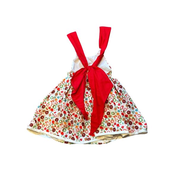 NWT Pleiades Holiday Dress Candy Print With Red Straps & Bow Sz 6 - Picture 6 of 8